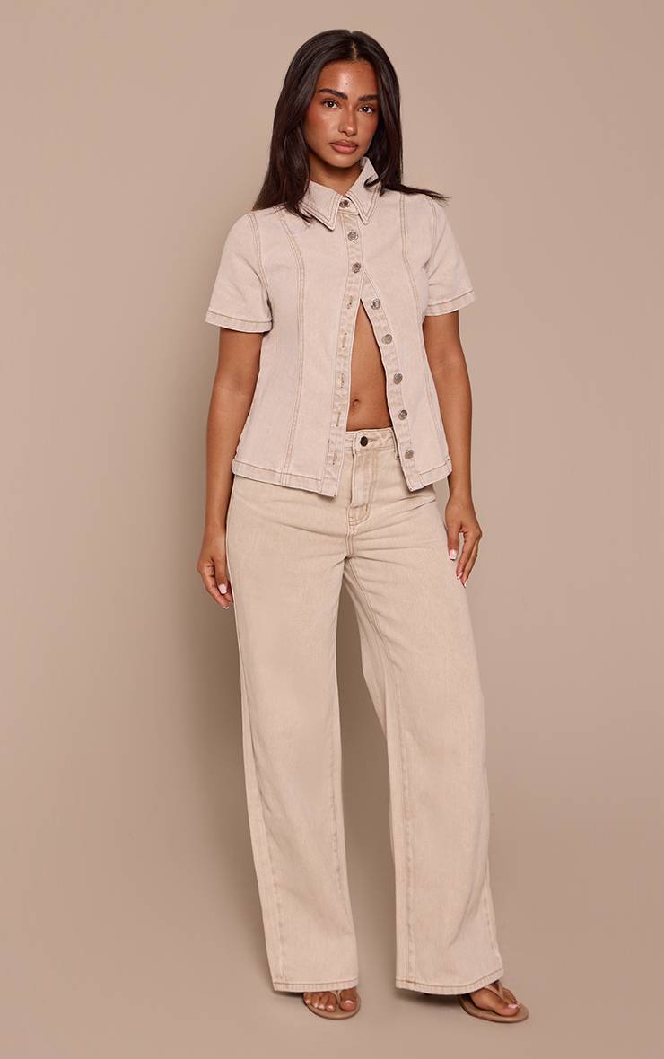 Gris Pierre Jean Droit Taille Mi-haute En Denim Petite