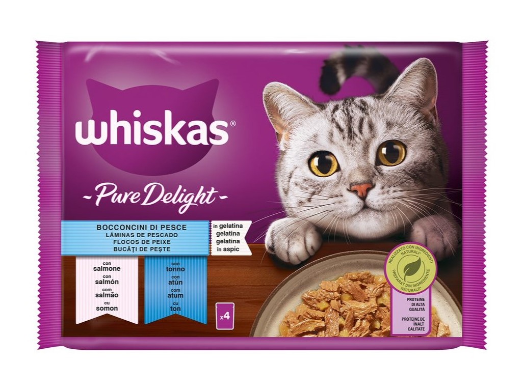COMIDA HÚMIDA GATO WHISKAS PURE DELIGHT PEIXE 4X85G