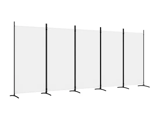 Cloison de séparation 5 panneaux Blanc 433x180 cm Tissu