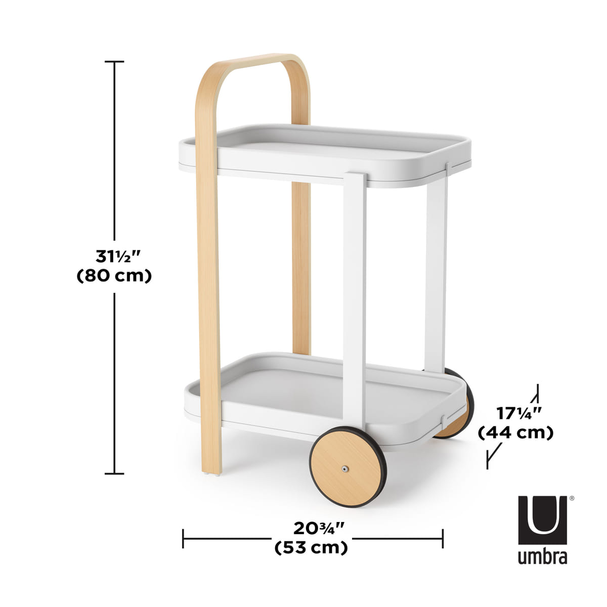 Trolley Bellwood bar en serveerwagen wit/naturel