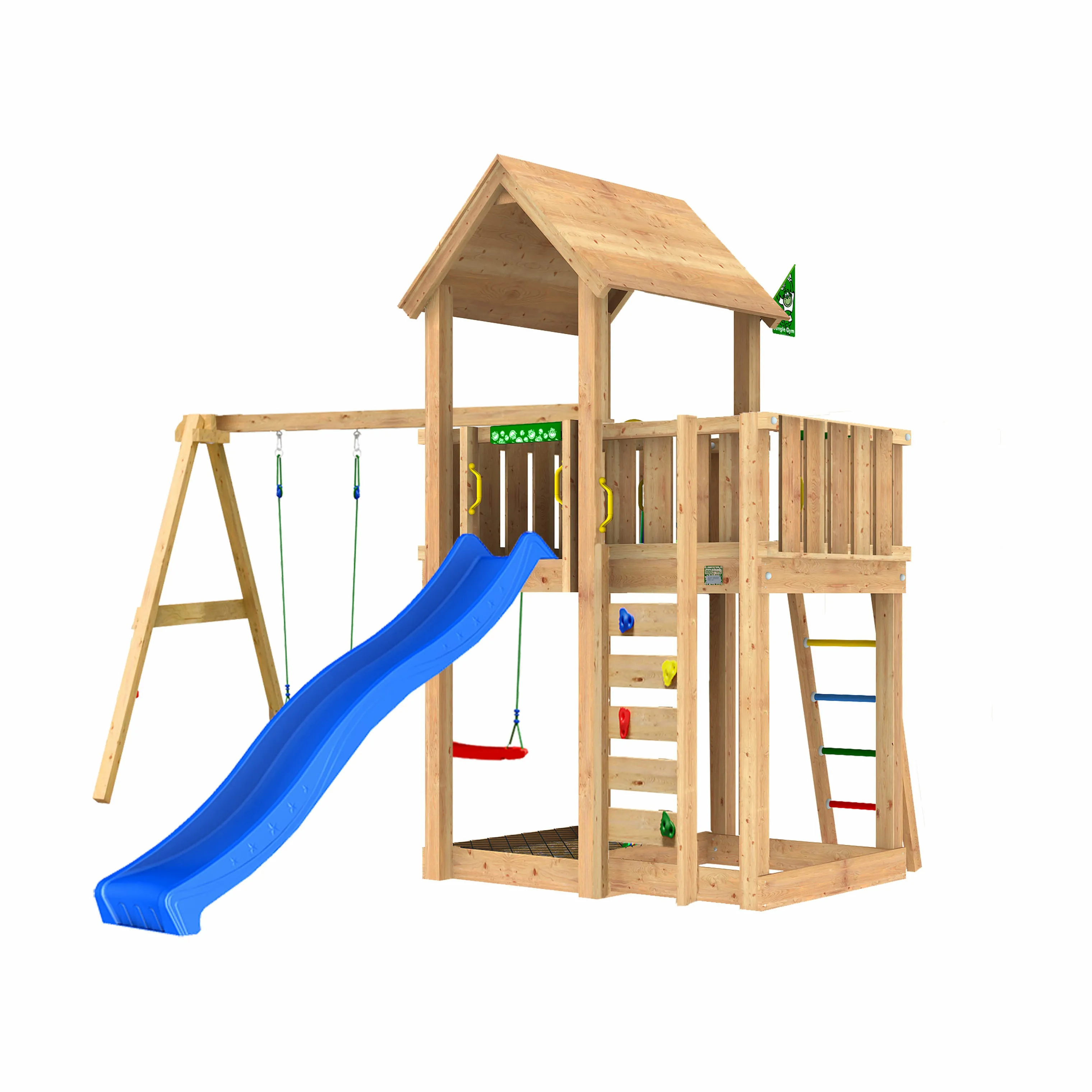 Jungle Gym Mansion Legetårn m. rutchebane og gynger