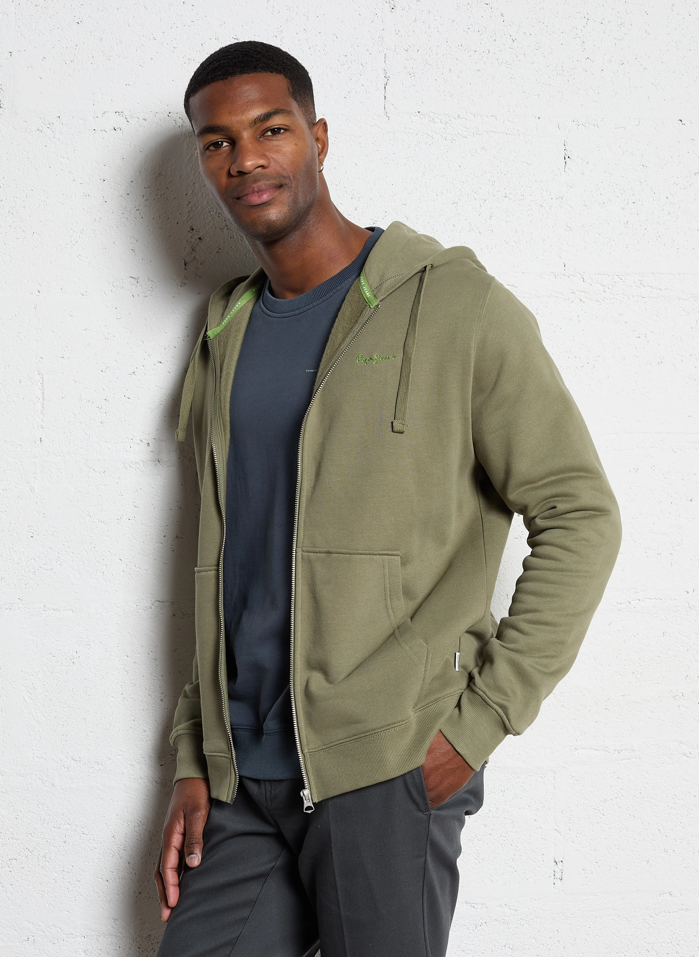 NEW JOE - Sweat zippé à capuche en coton| Vert