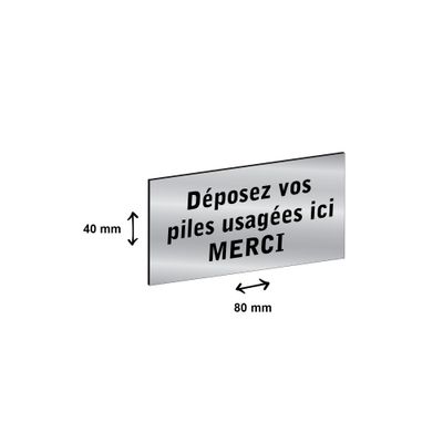 Plaque personnalisée avec votre texte - 80 x 40 mm - argentée - adhésivée prête à poser