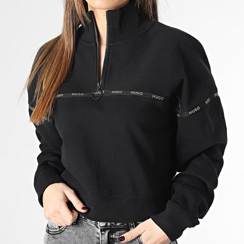 Sweat Col Zippé Crop Femme Darini 50482938 Noir Doré