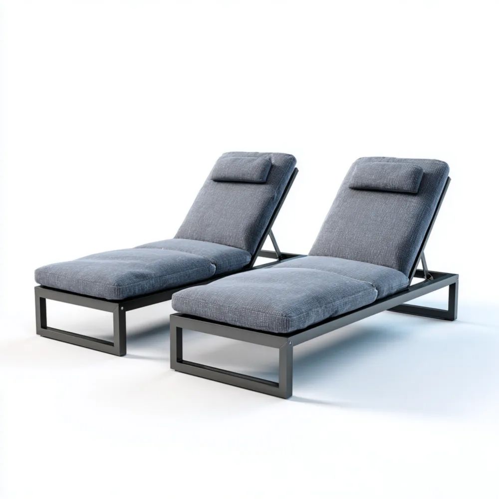 Gartenliegen Set Metallrahmen Textilgewebe 195x65x32 cm – Dunkelgrau – Modernes Design