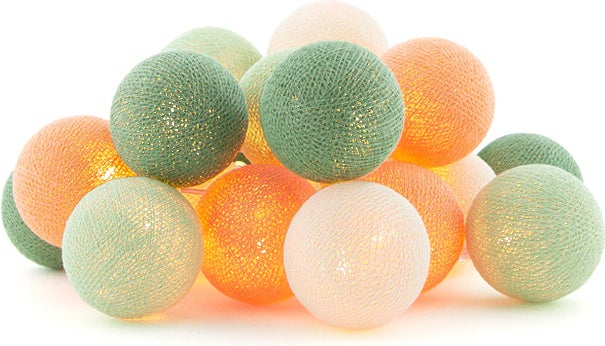 Cotton Ball Lights lichtsnoer Palm starter kit groen/oranje 7,4 m met 20 lampen