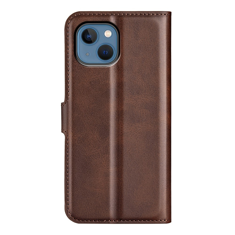 iPhone 14 Vintage Leder Tasche Flip Cover Fashion Design - Braun