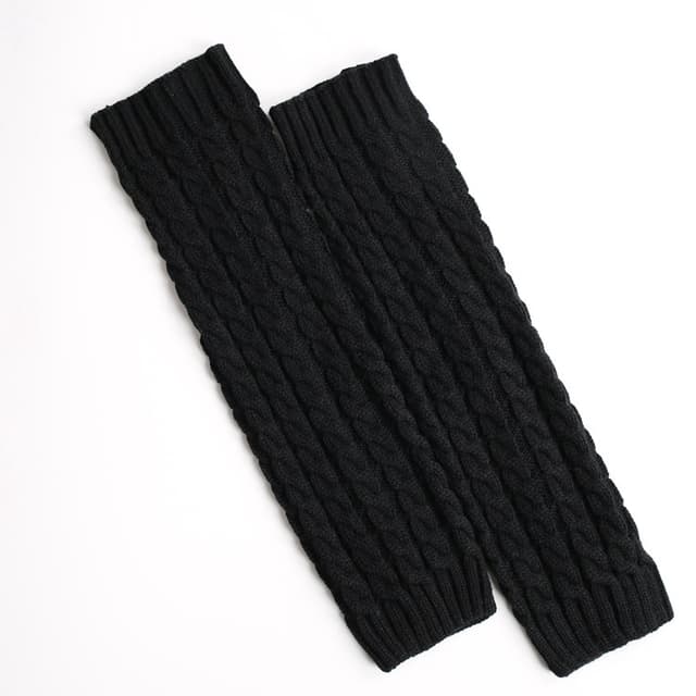 Strikkede varme benvarmere 1 par Sort