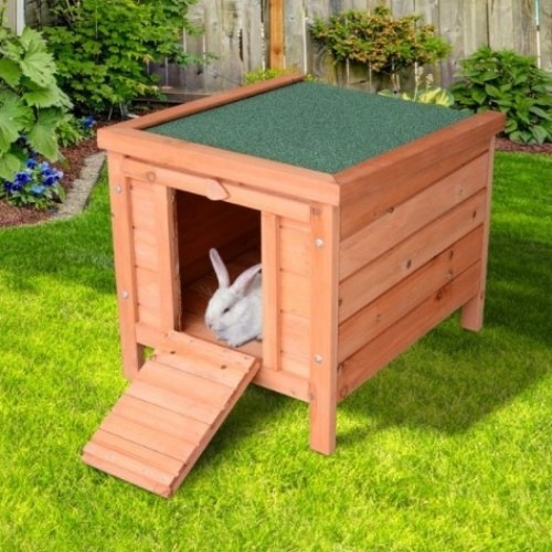 Gaiola de madeira para coelhos e porquinhos-da-índia PawHut para uso externo.