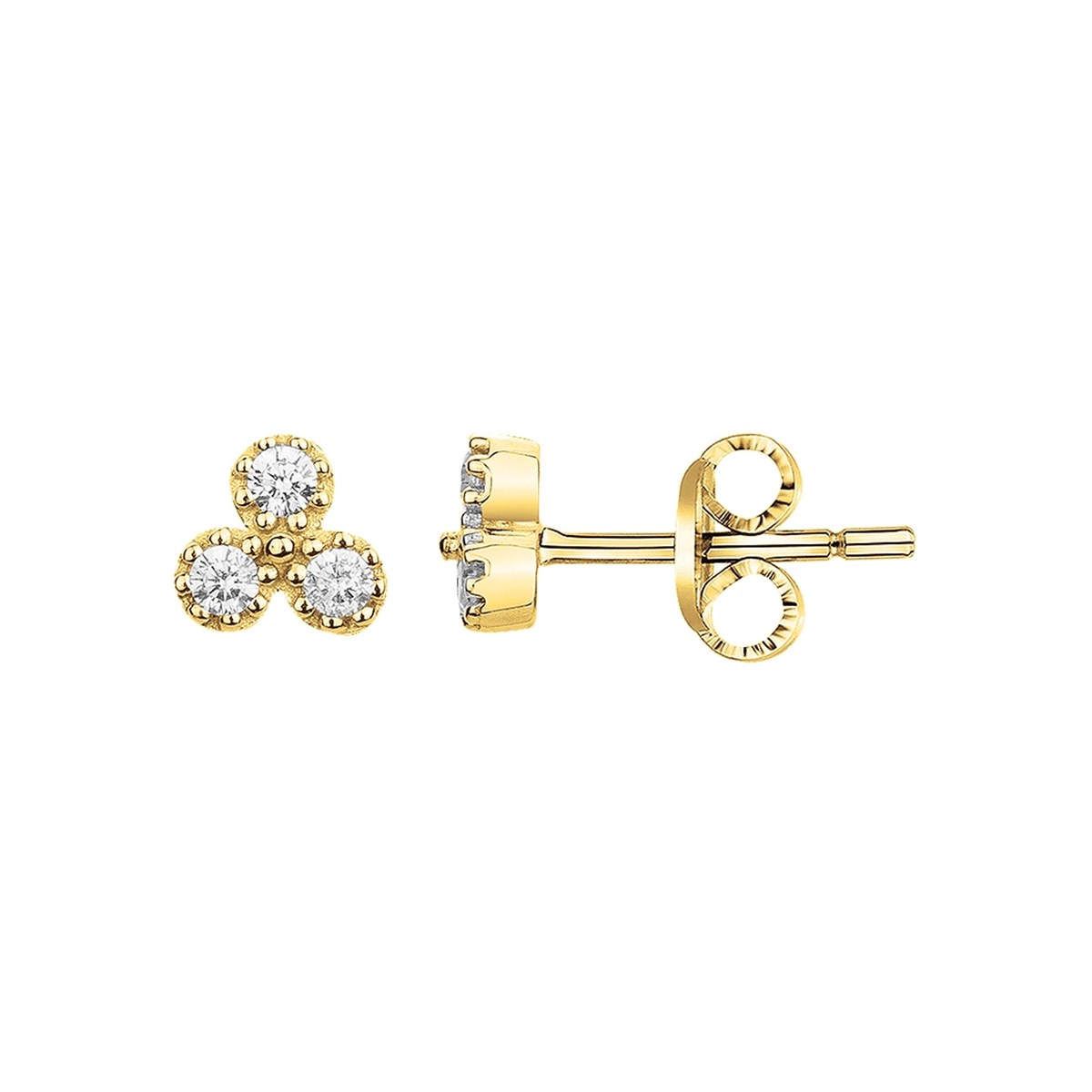 Boucles d'oreilles clous en Plaqué Or avec oxyde de zirconium blanc