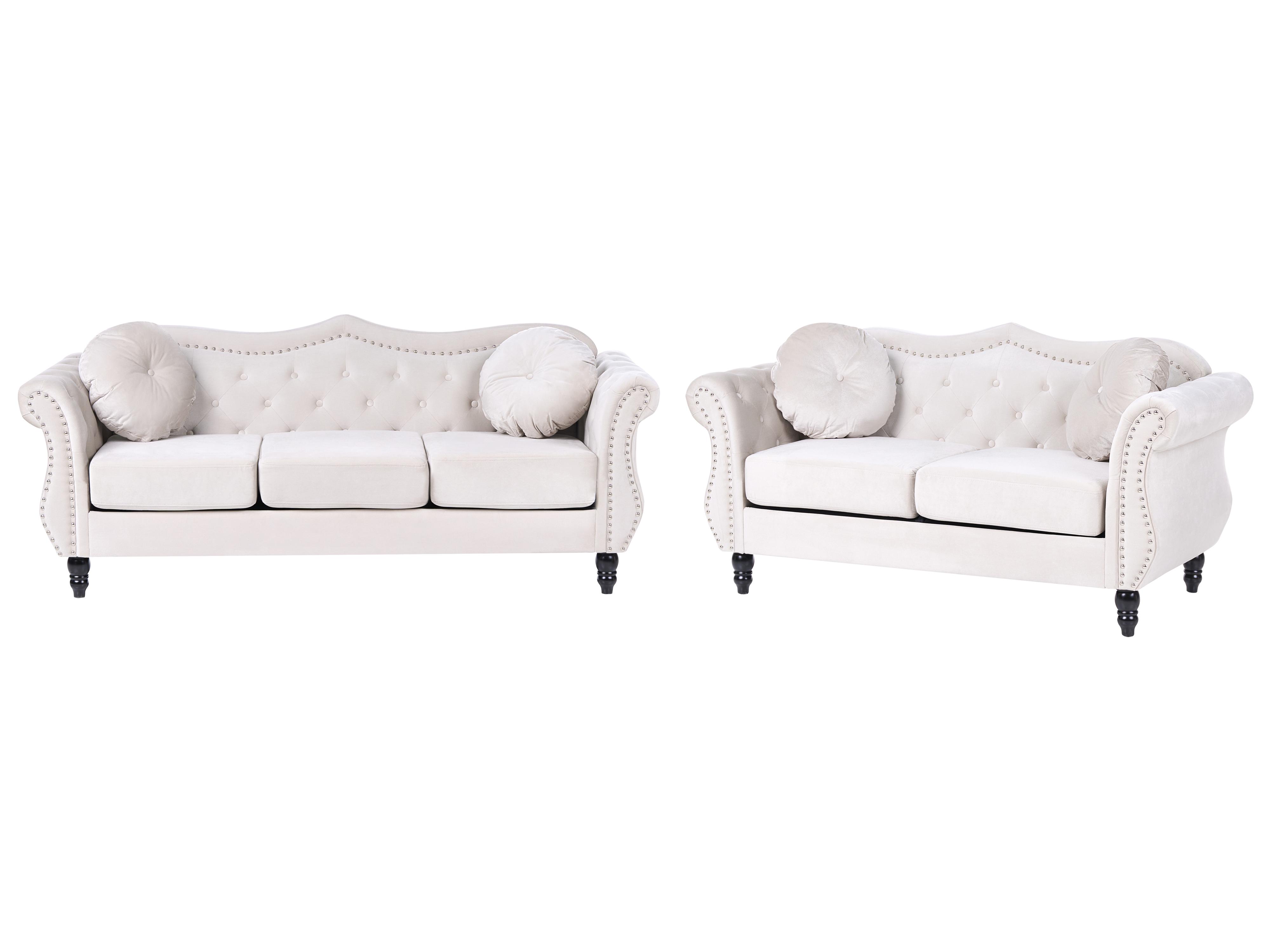 Bankenset 5-zits SKIEN Fluweel Lichtbeige