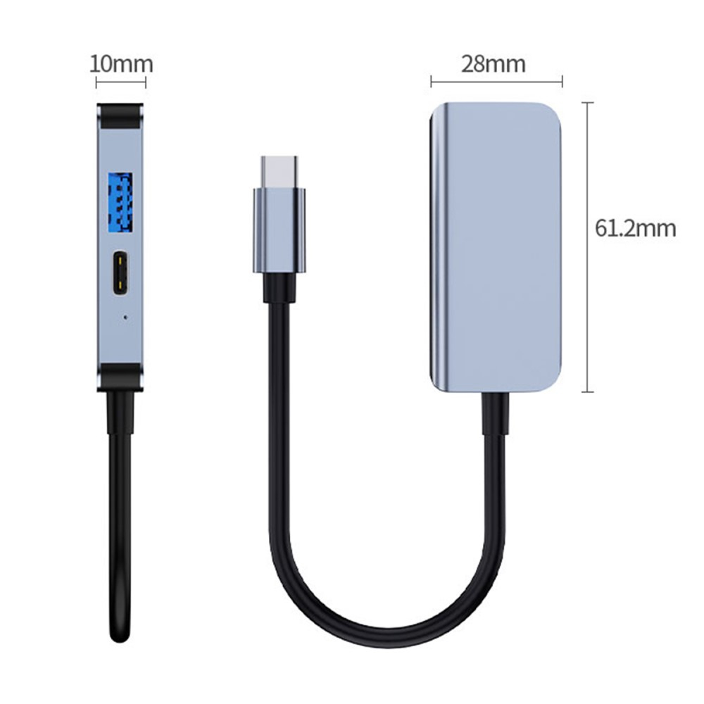 USB C Mini Multiport Adapter HUB mit 1x USB C (PD/87W) / 1x USB 3.0 / 1x HDMI 4K@30Hz - Blau