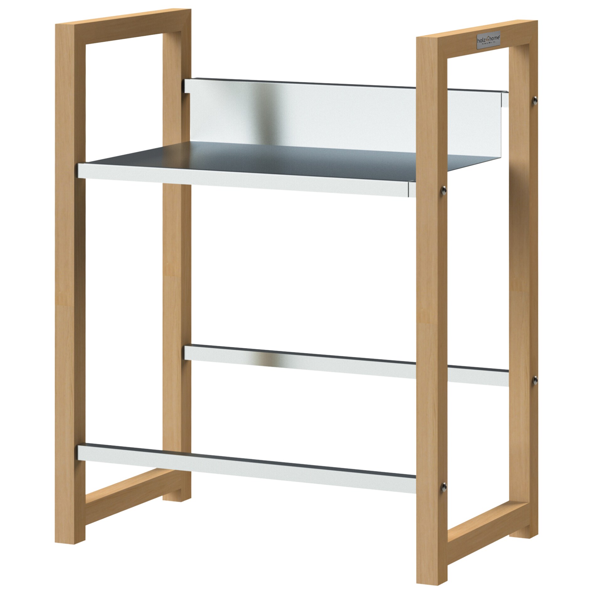 holz4home® Getränkekistenregal aus Holz inkl. Ablage I Silber | 2 Kisten