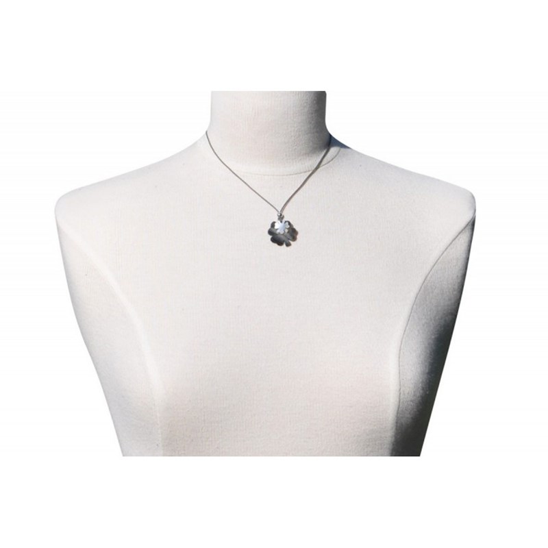 Collier Deux Trèfles Porte Bonheur Nacre Lien Gris - Classics