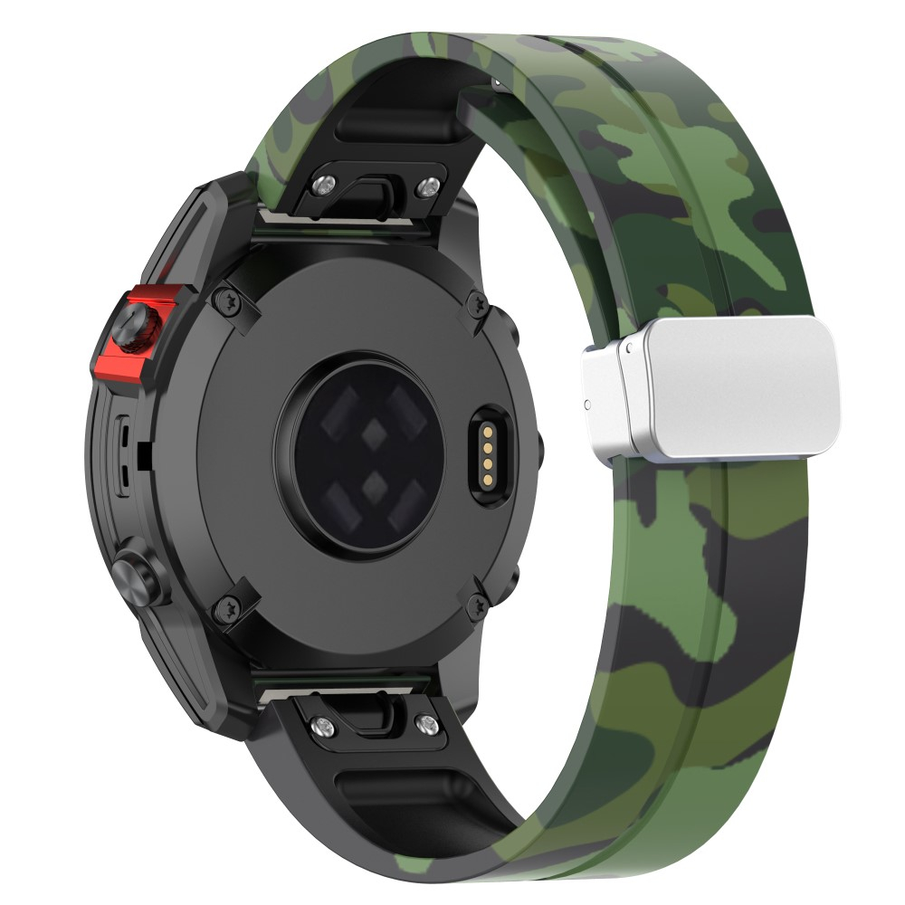 Samsung Galaxy Watch 7 (44mm) Silikon Sport Armband mit Magnet-Verschluss (Gelenkumfang: 180-240 mm) - Camouflage / Grün