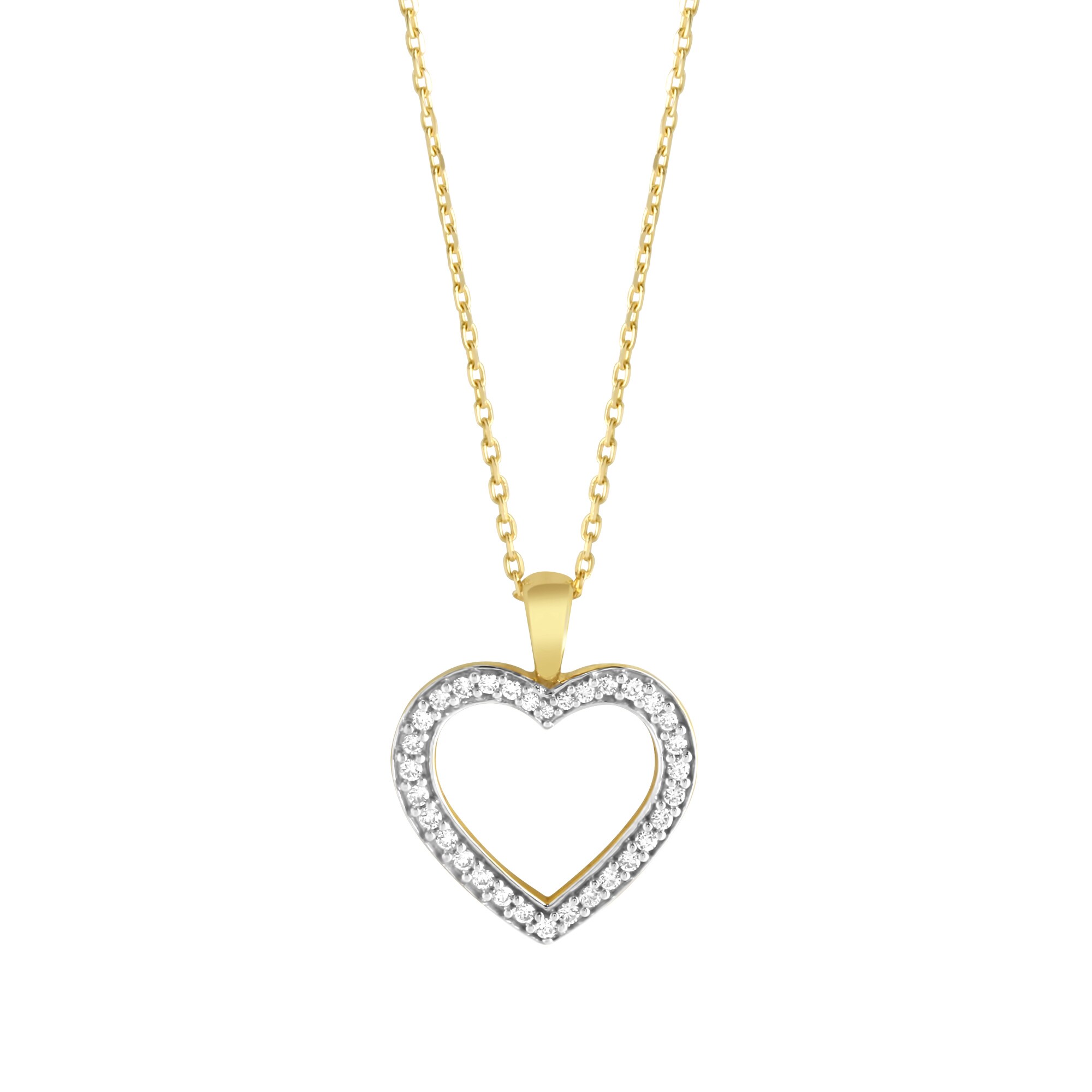 Fascination by Ellen K. Anhänger mit Kette 375 Gold gelb zweifarbig Herz Zirkonia weiß