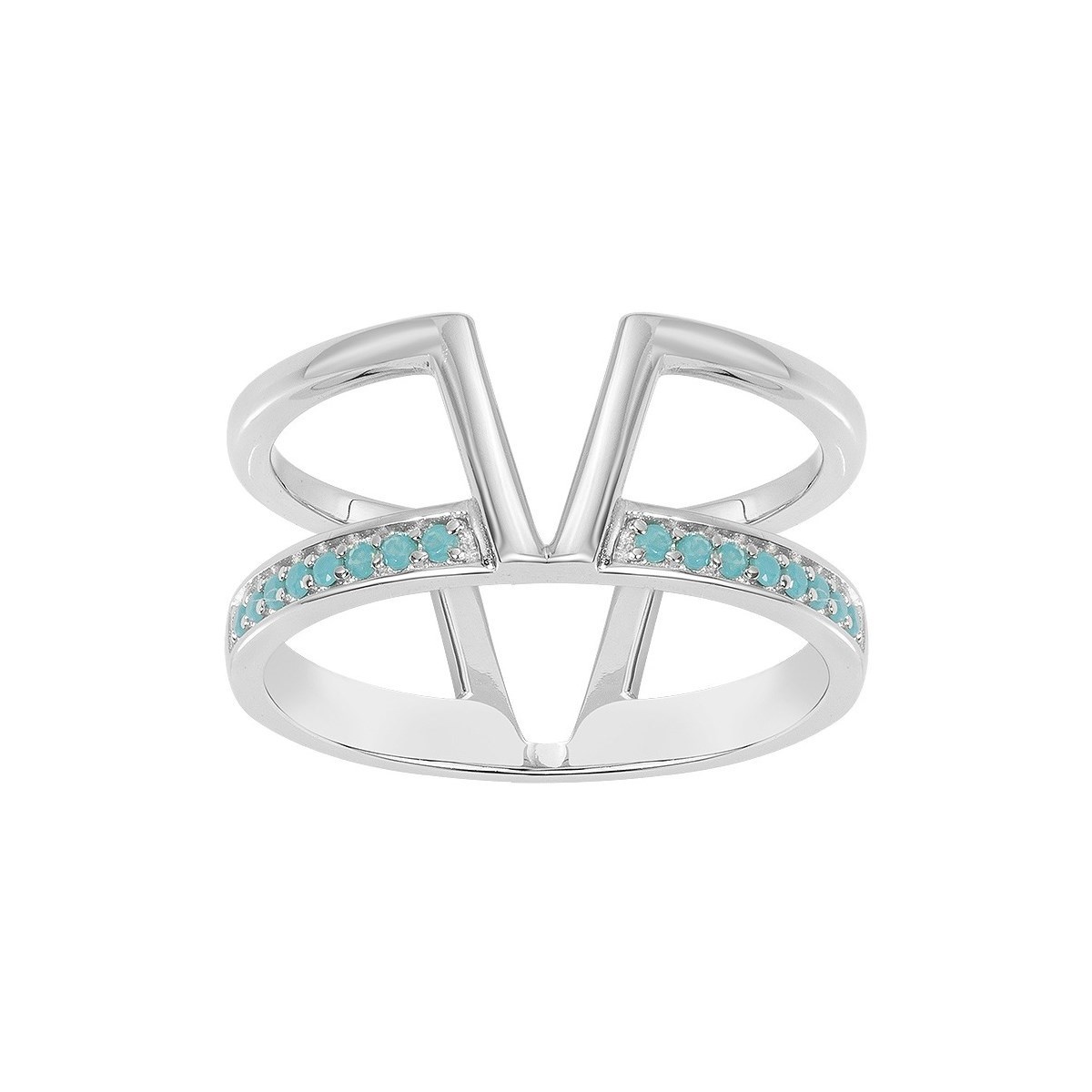 Bague en Argent 925 millièmes et pierre de couleur - blanc brillant