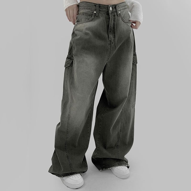 Sosana - Low Rise Washed Loose-Fit Wijde Jeans
