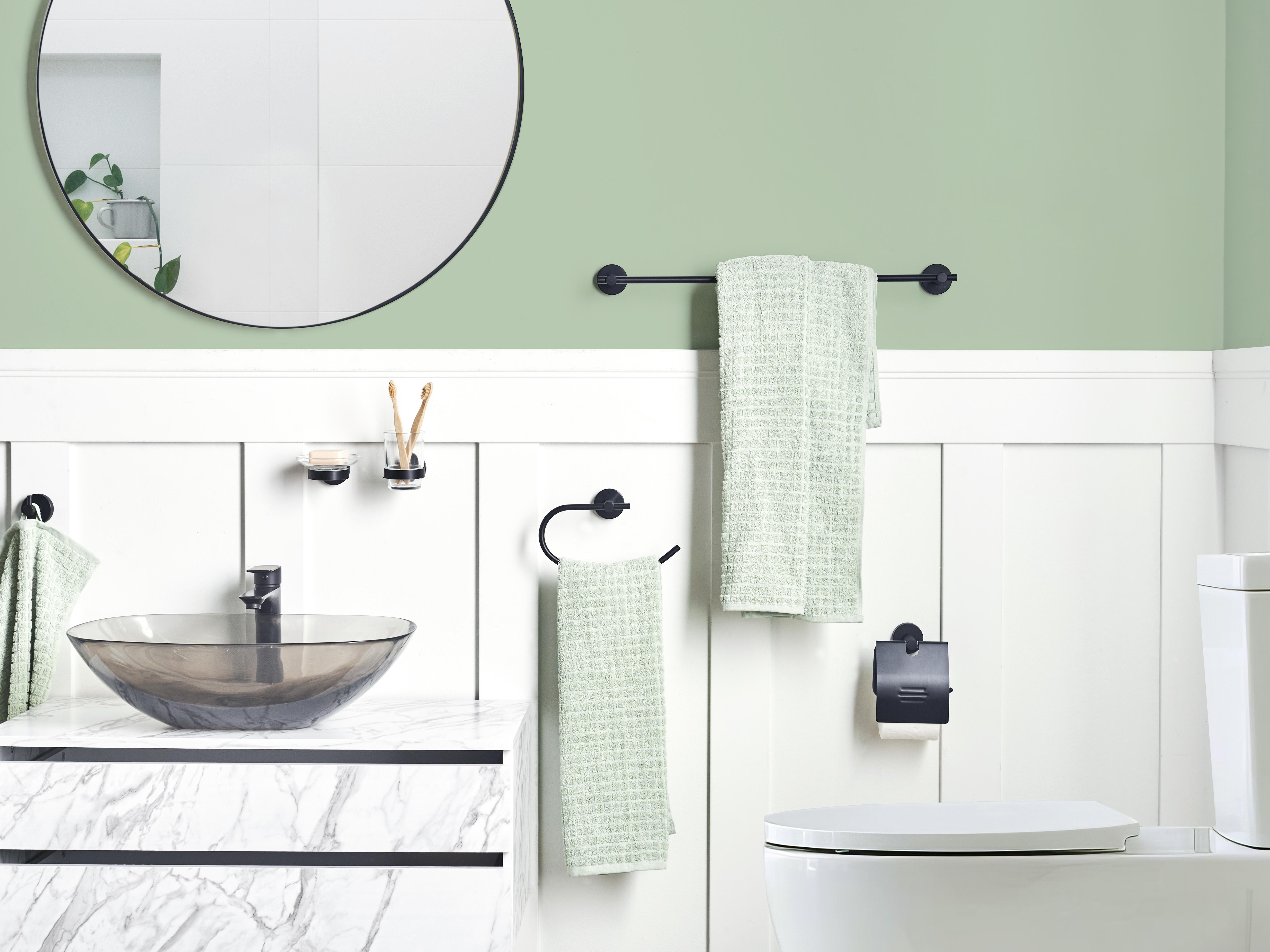 6-delige badkamer hardware set ZARUMA met handdoekstangen en -haken Zwart