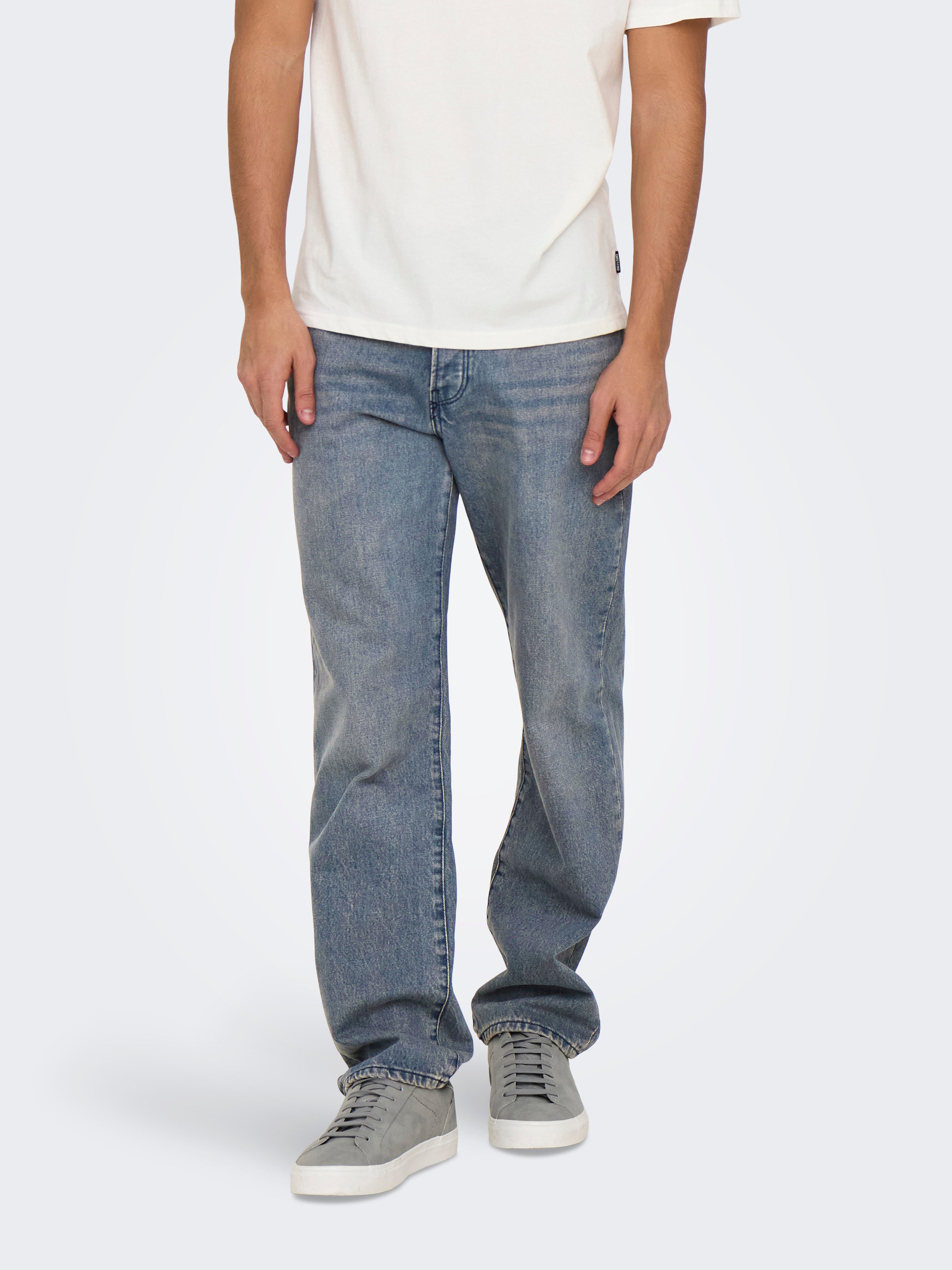 ONSEDGE Mittlere Taille Gerade geschnitten Jeans Special Blue Grey Denim