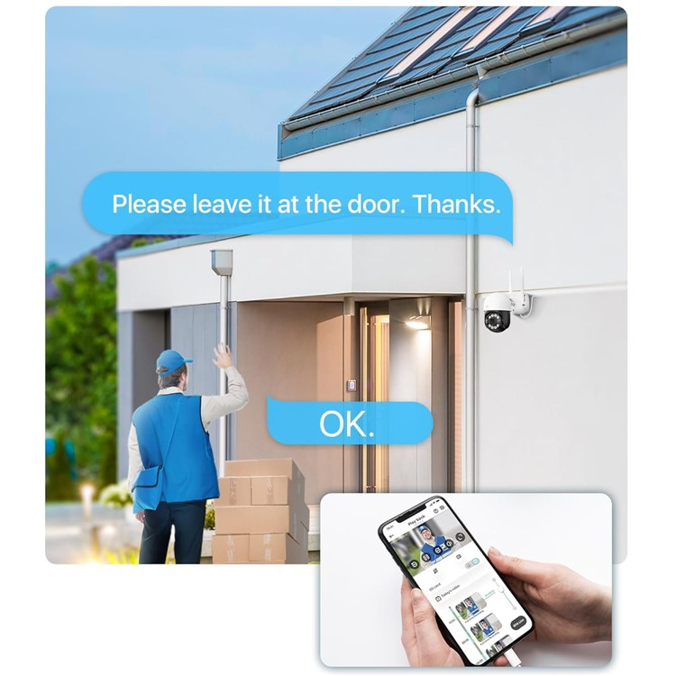 C2892w Outdoor PTZ WiFi IP Kamera (2MP) Full HD 1080p IR LED Nachtsichtfunktion / Zwei-Wege-Audio / KI Personenerkennung (IP66) - Weiss