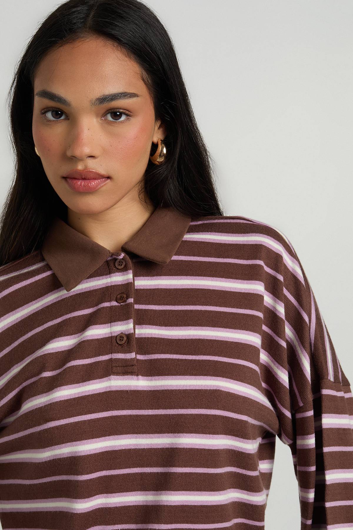 boohoo Polo Rugby Tricoté à Rayures