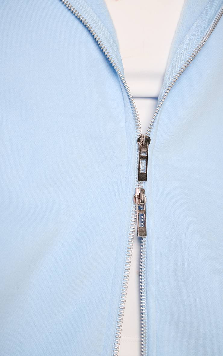 Bleu Clair Sweat À Casynthétiqueche Oversize Col Cheminée Double Zip