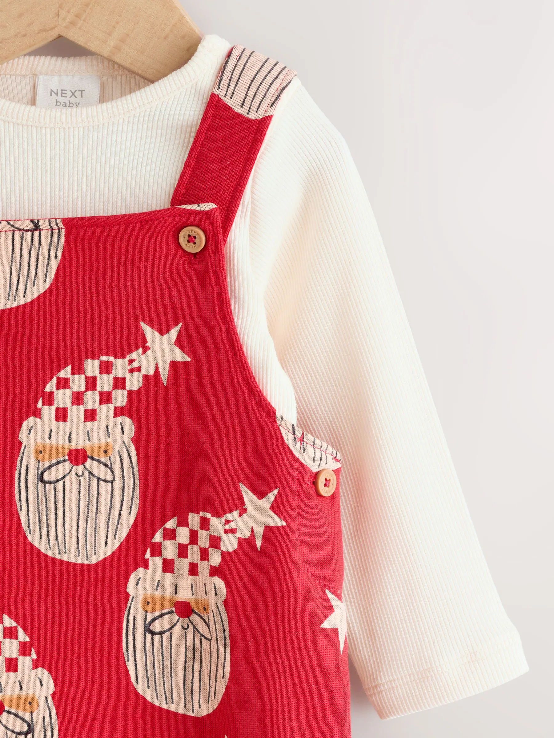 Rode kerstman - All-over Print Kerstmis Baby bretelbroekenset (0mnd-3jr)