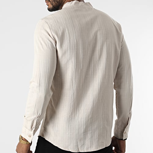 Chemise Manches Longues A Rayures ML601 Beige