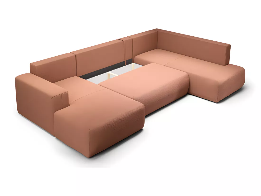 Canapé U 5 places convertible coffre Bliss Cuivre