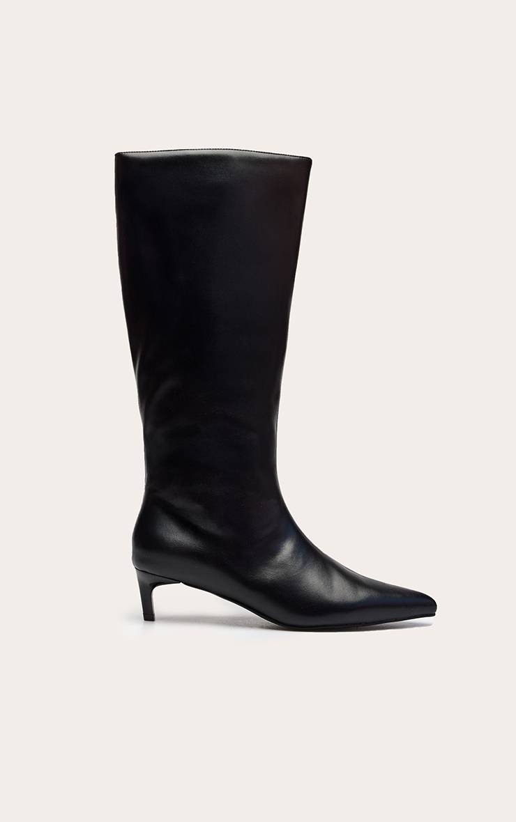 Noir Bottes Montantes À Bout Pointu Et Petit Talon En Synthétiquecuir
