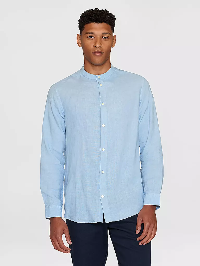KNOWLEDGE COTTON APPAREL Leinenhemd hellblau