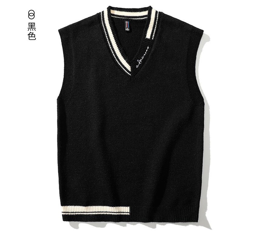 Dandyluxe - V-hals, geborduurd met letters en contrasterende rand, losvallend vest