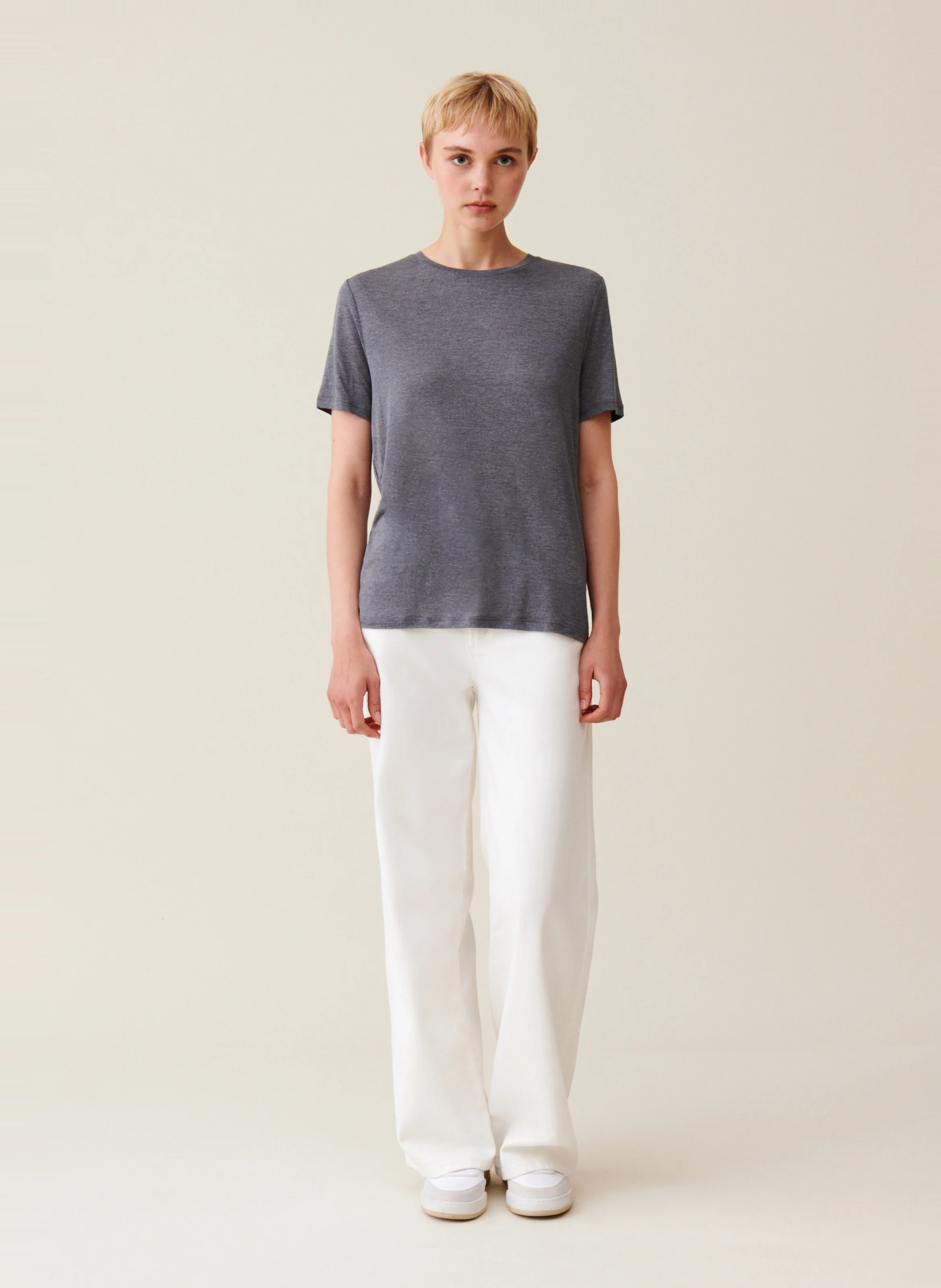 Tee-shirt manches courtes brodé | Gris