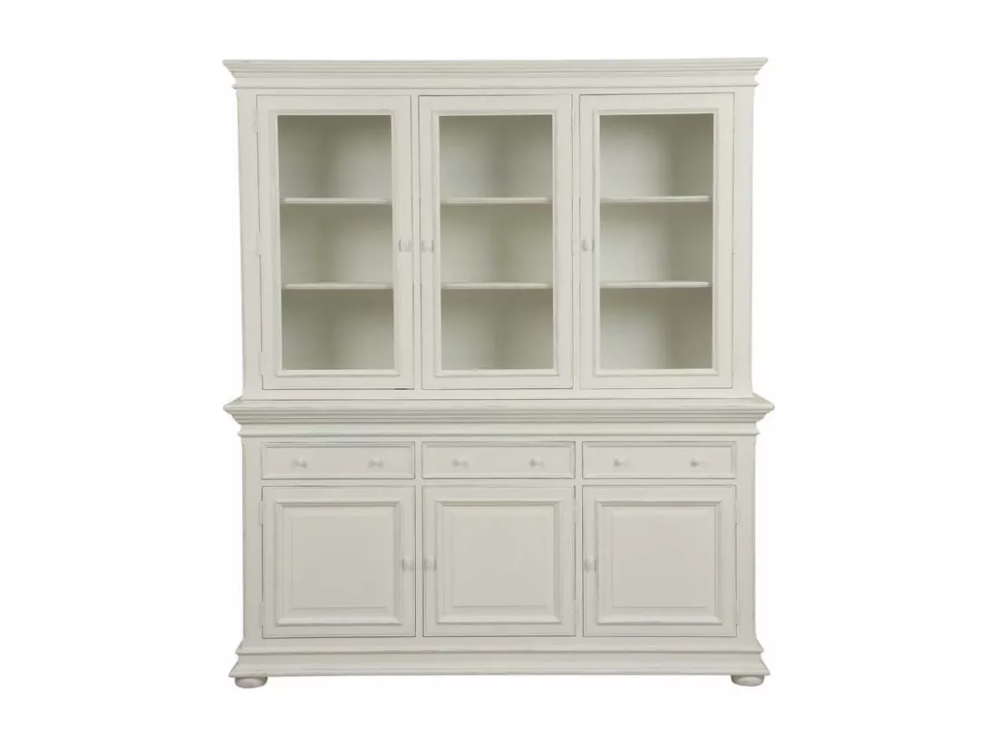 Buffet 3 portes vitrées Bois-MDF Blanc - Harmonie Interior's