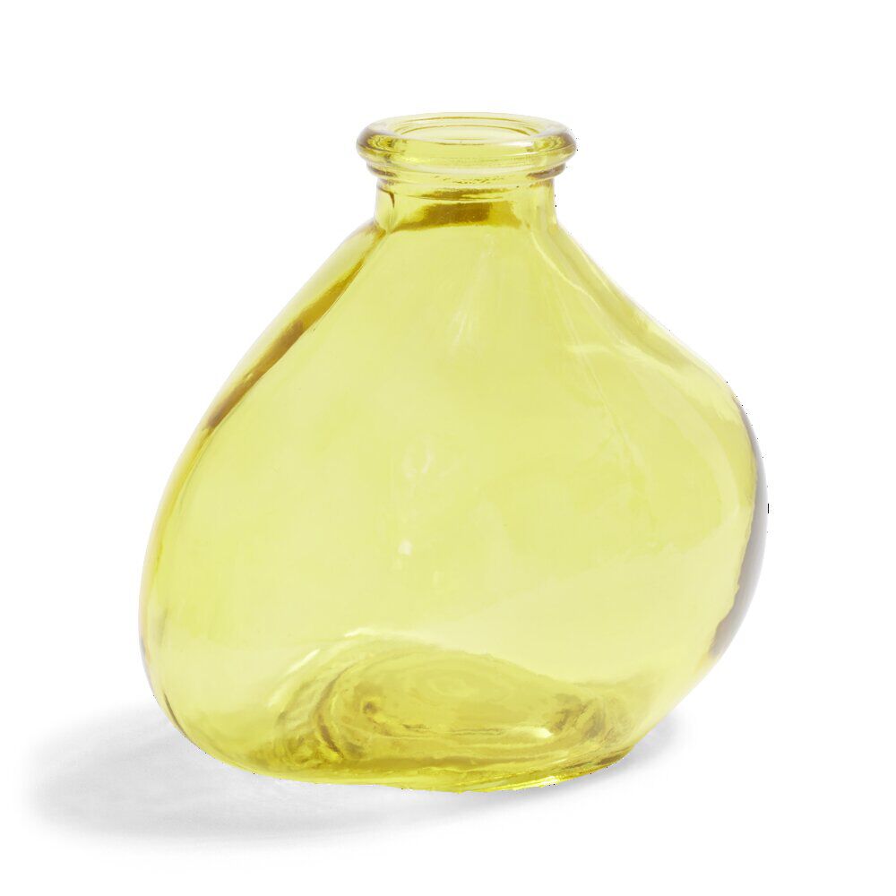 Soliflore dame jeanne verre jaune Ø11xH9,5cm