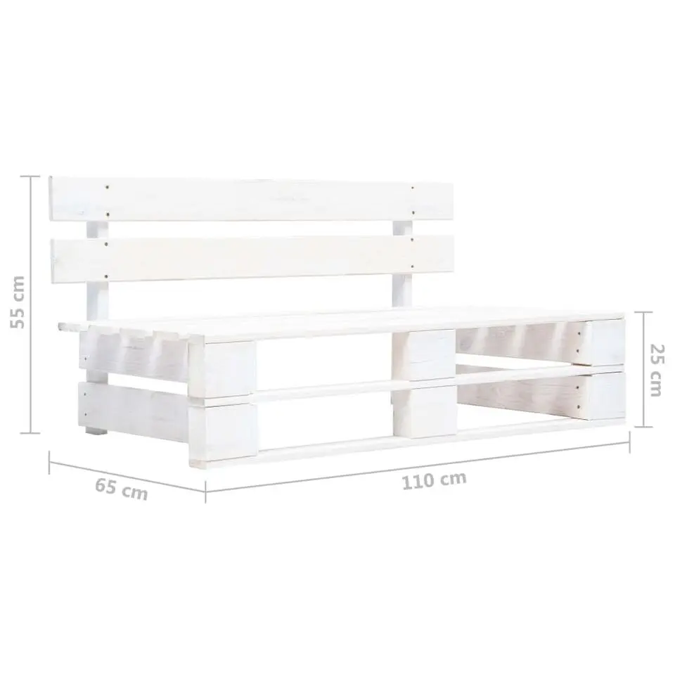 vidaXL - Tuinmiddenbank pallet - Wit - Grenenhout