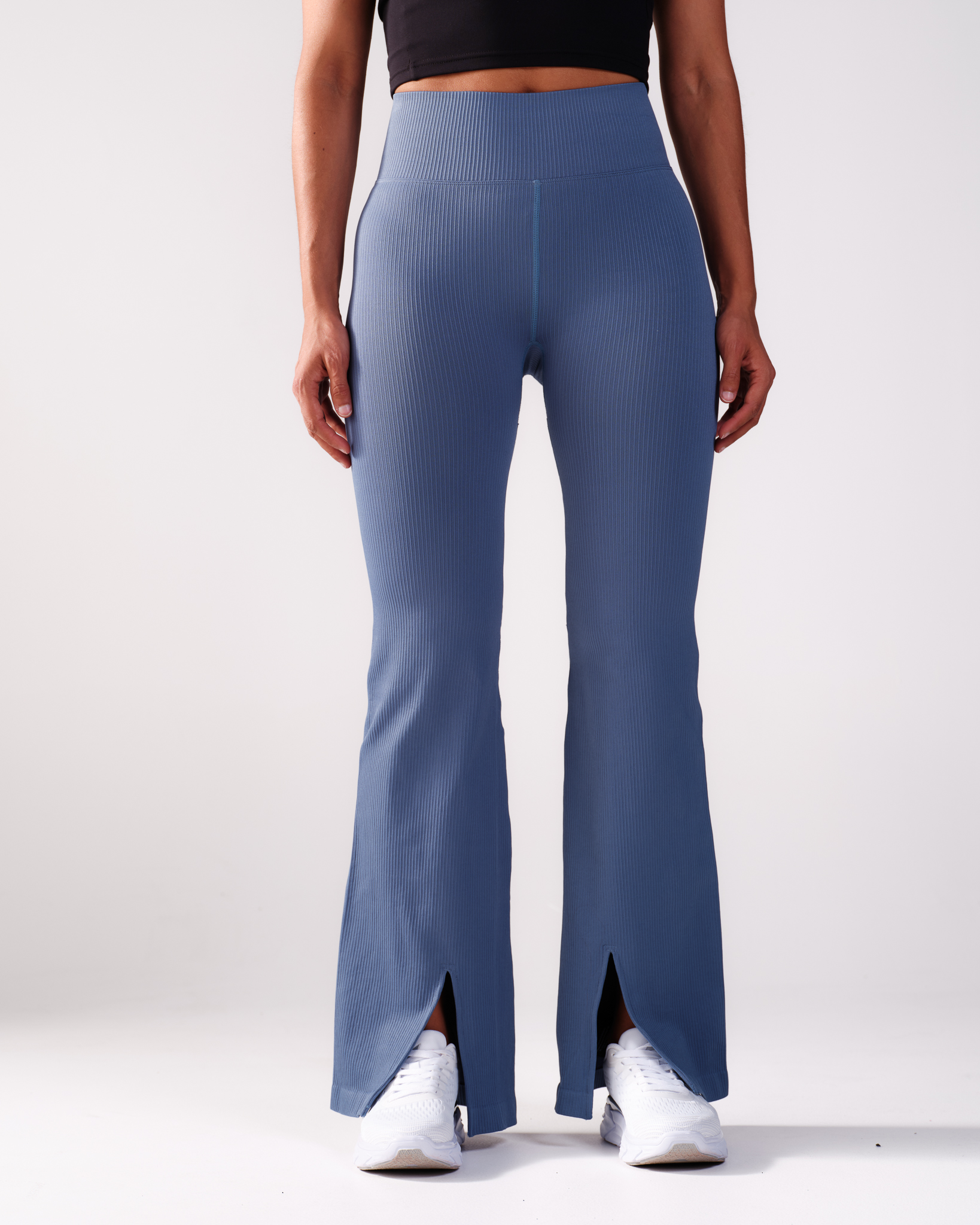 LEVITY Rib Flare Slit Tights Blue