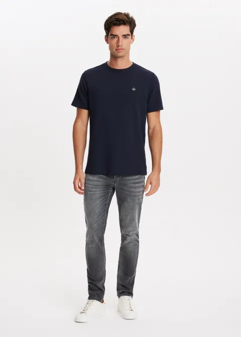 T-shirt met box logo blauw (BLW.D)