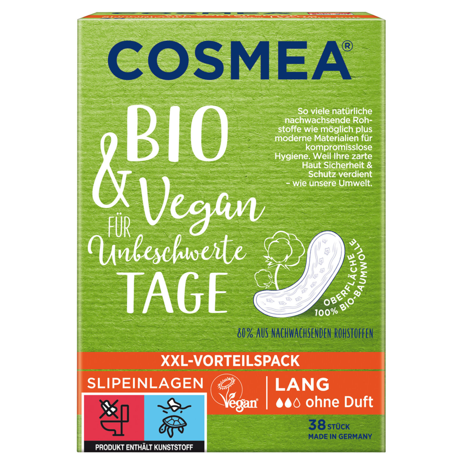 COSMEA Bio Slipeinlagen Lang XXL 38 Stück