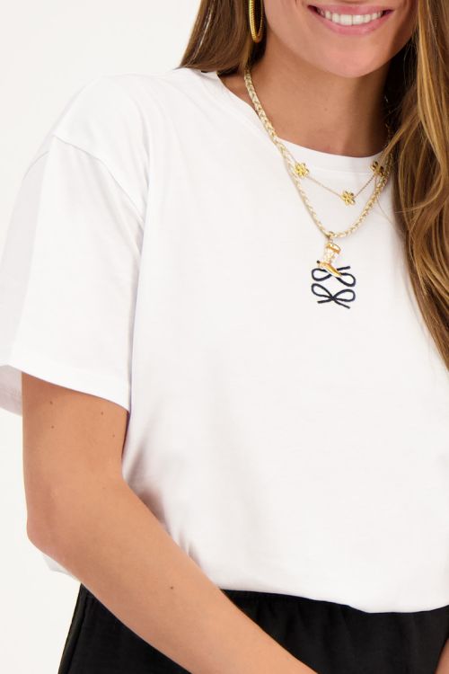 Wit T-shirt met twee strikjes