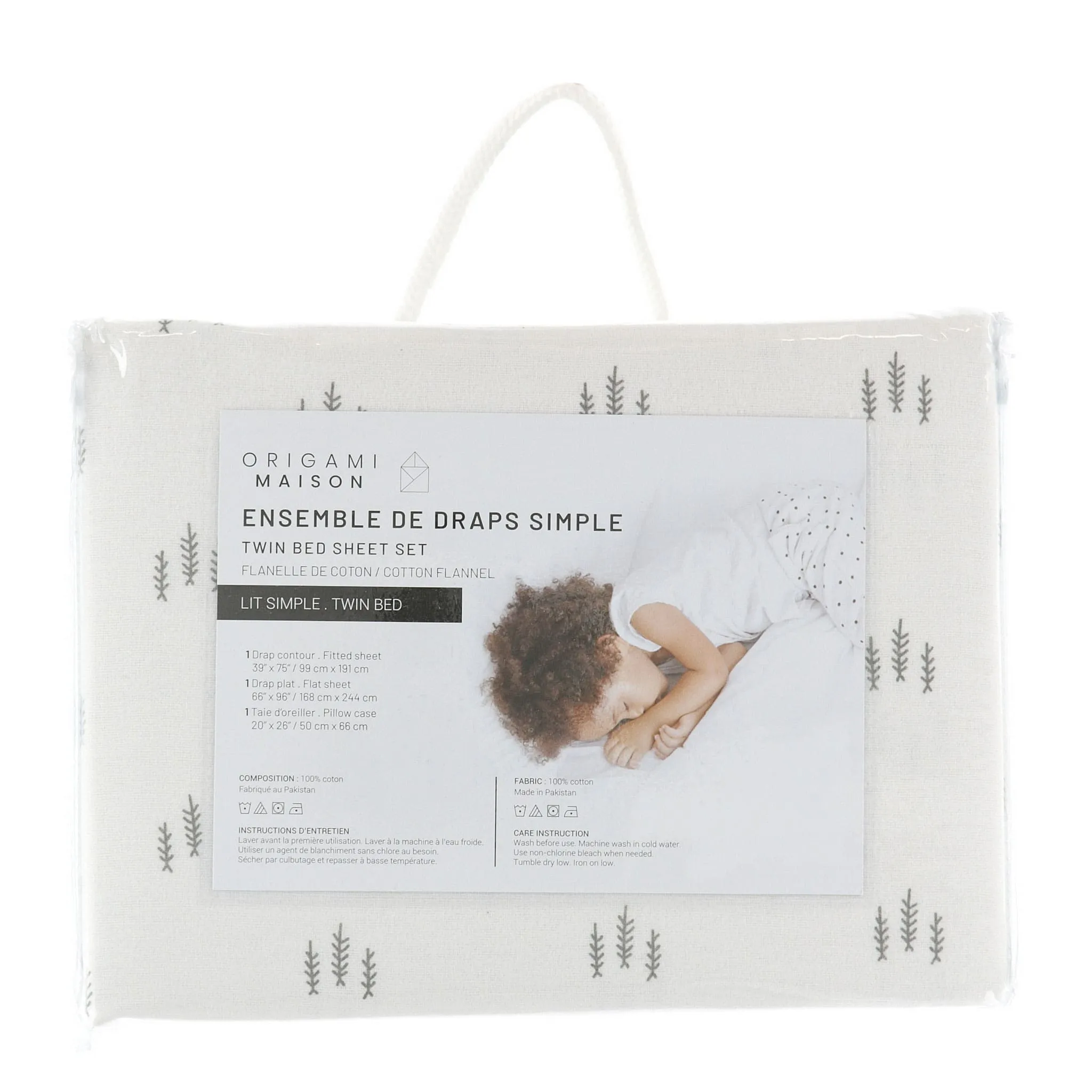 Origami Maison Ensemble Draps Flanelle Lit Simple - Dans le Bois