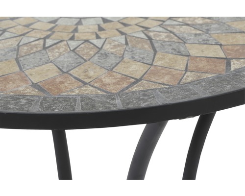 Siena Garden Prato balkontafel, steenmozaïeklook, Ø 70 cm, H 69,5 cm, grijs