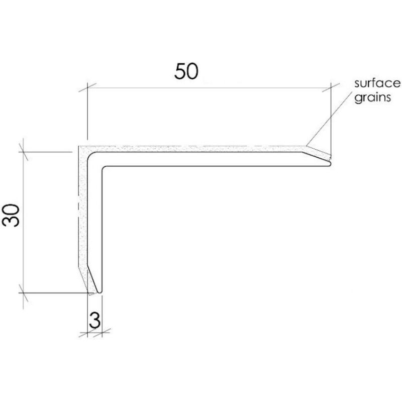Nez de marche antidérapant Polygrain XL 50 x 30 x 1900 mm