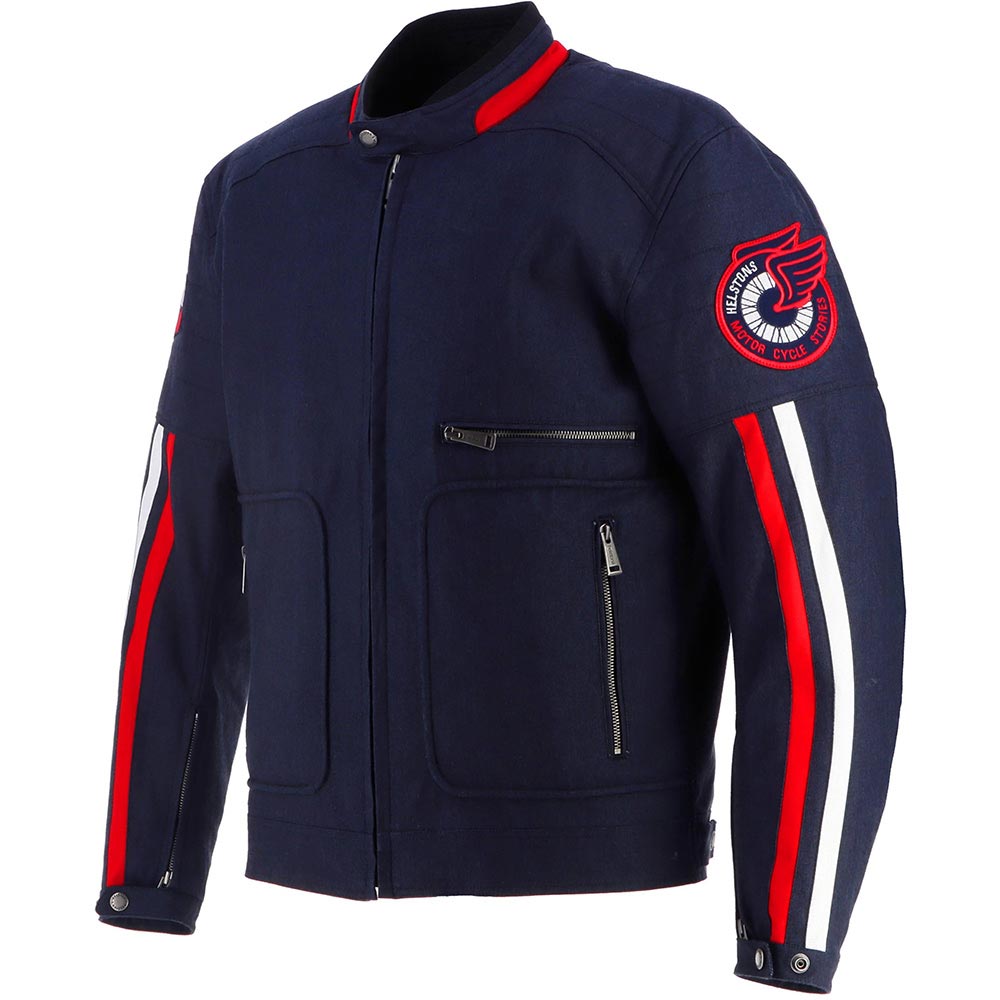 Helstons - Blouson Vulcan Tissu Technique Bleu / Rouge / Blanc