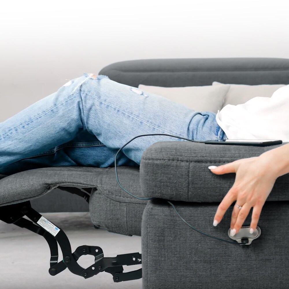 VitaliSpa Ecksofa Loungesofa Boxspringsofa James Anthrazit Relaxfunktion 218x86 cm modern Wohnzimmer Sofa Wohnzimmercouch Loungeecke Polstereckcouch Taschenfederkern USB-Anschluss Fußteil ausfahrbar