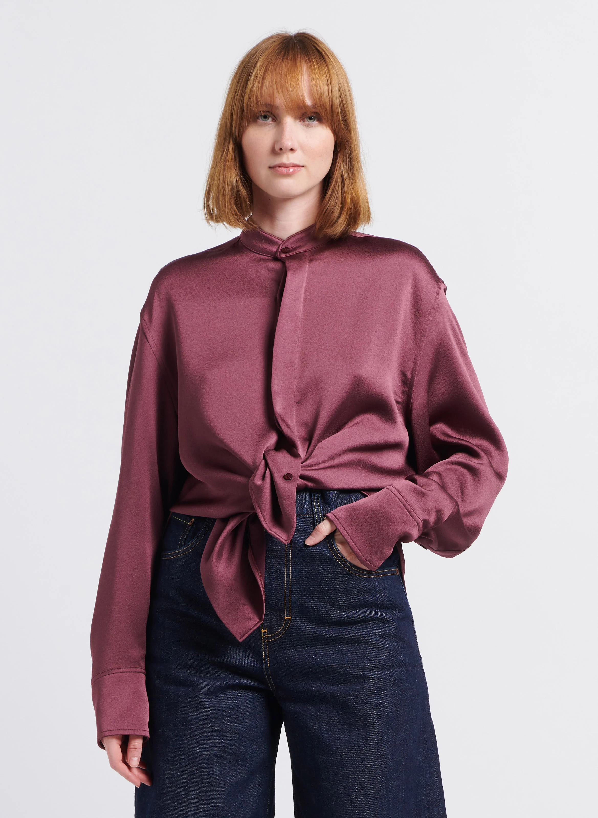 TENT BIS - Chemise col mao satinée |