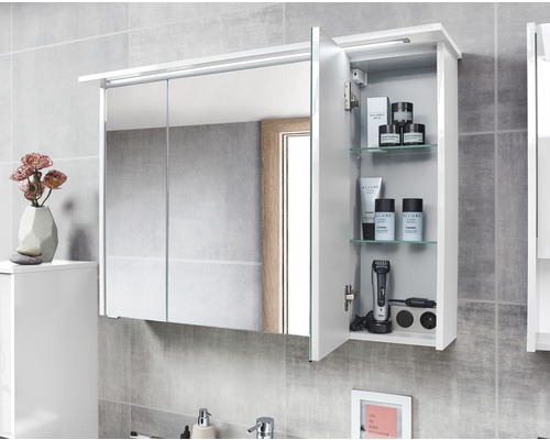 Pelipal xpressline 3261 spiegelkast, 105 x 16 x 72 cm, wit, 3-deurs, LED