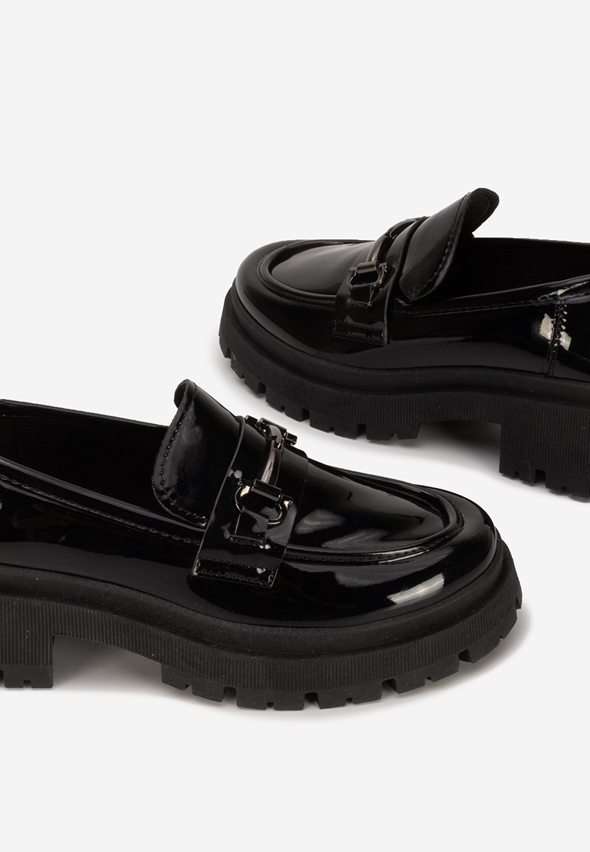 Mocassins pour femme vernis noirs Elvilia