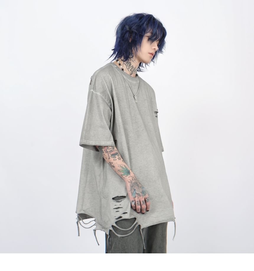 Derbundy - T-shirt met korte mouwen en ronde hals, gewassen en verweerd